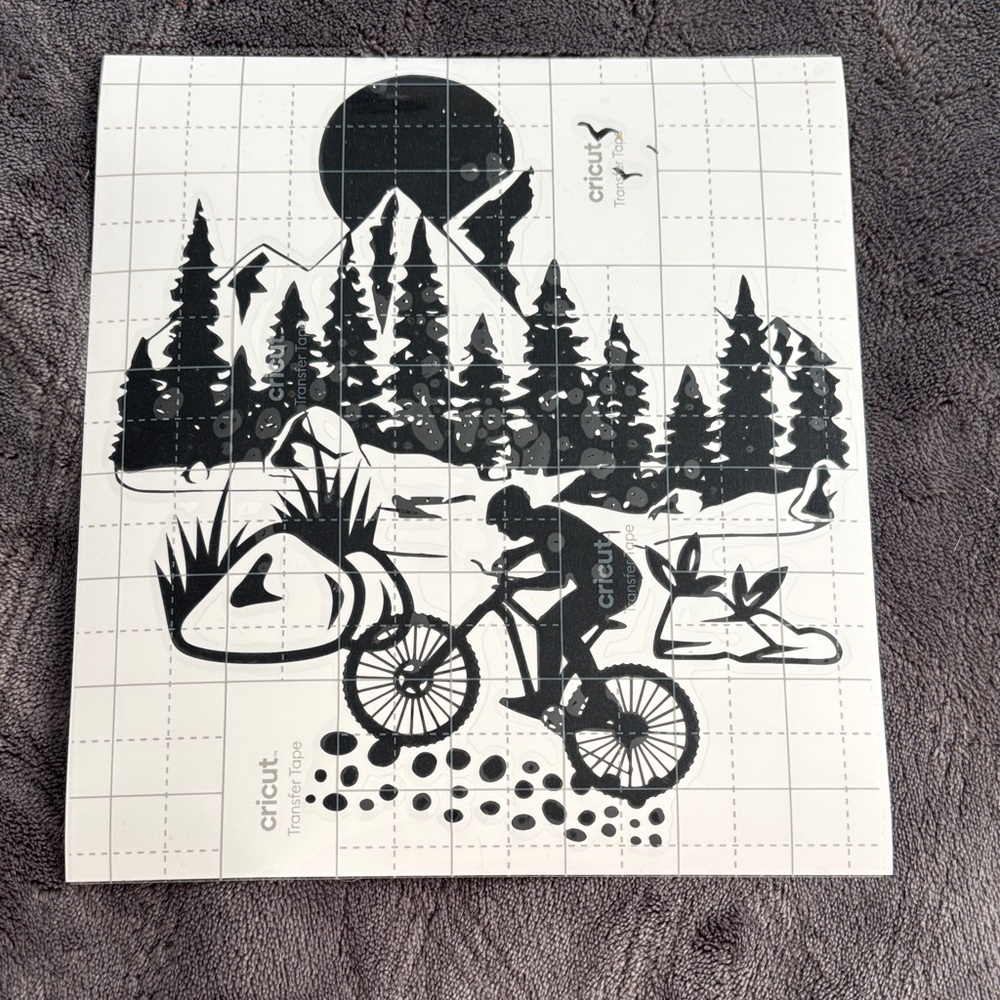 Black and White Mountain Biking Decal